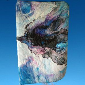 RUMPL X MESSY EVER AFTER Kelly Marie ALL WEATHER BLANKET THROW art blues purples